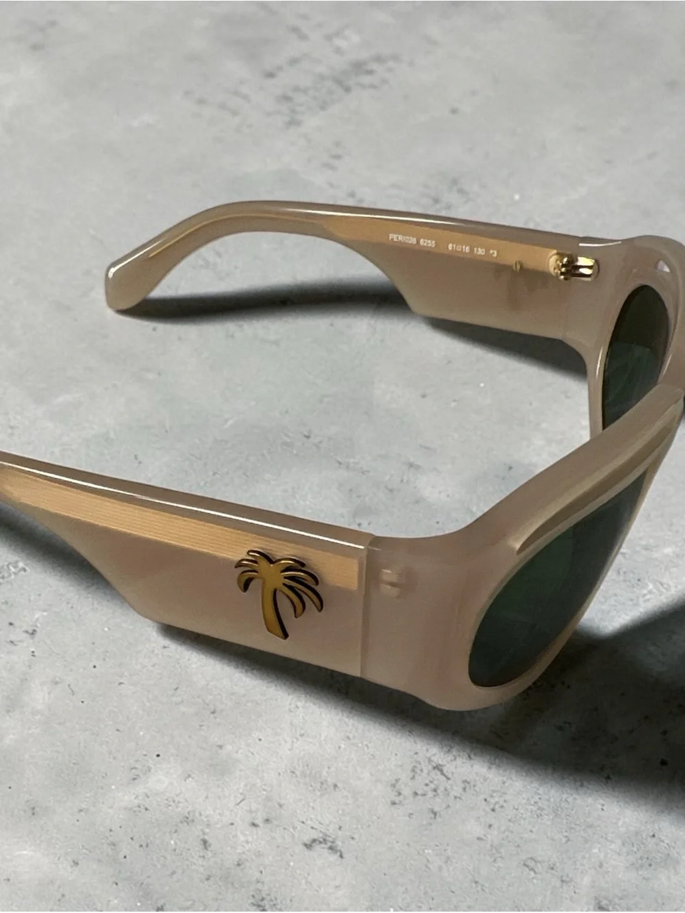 Palm Angels Beige Frame Sunglasses with Green Lenses over $350